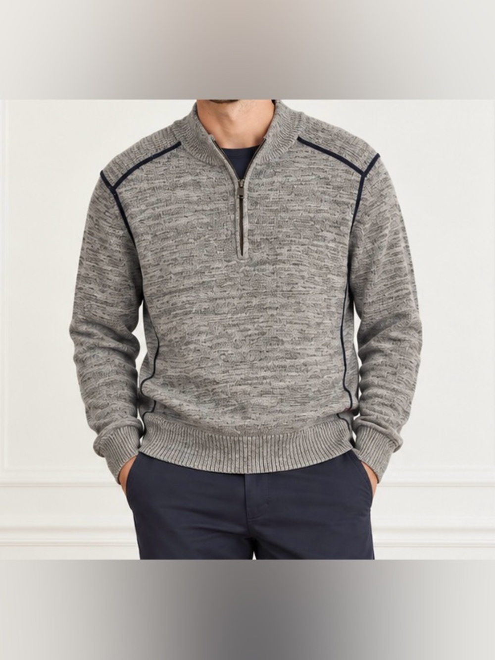 Banana Republic Heritage Merino Wool Quarter Zip Sweater Men’s L Preppy